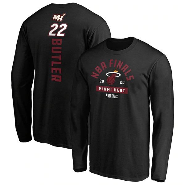 Miami Heat #22 Jimmy Butler 2020 Black Finals Bound Name & Number Long Sleeve NBA T-Shirt (All Size)